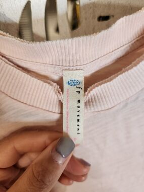 Free People Pale Pink Ribbed Crewneck Sweatshirt